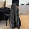Sequin Pants for Women High Waist Palazzo Pants Long Culottes Glitter Wide Leg Pants Bling Party Clubwear Trousers view 2
