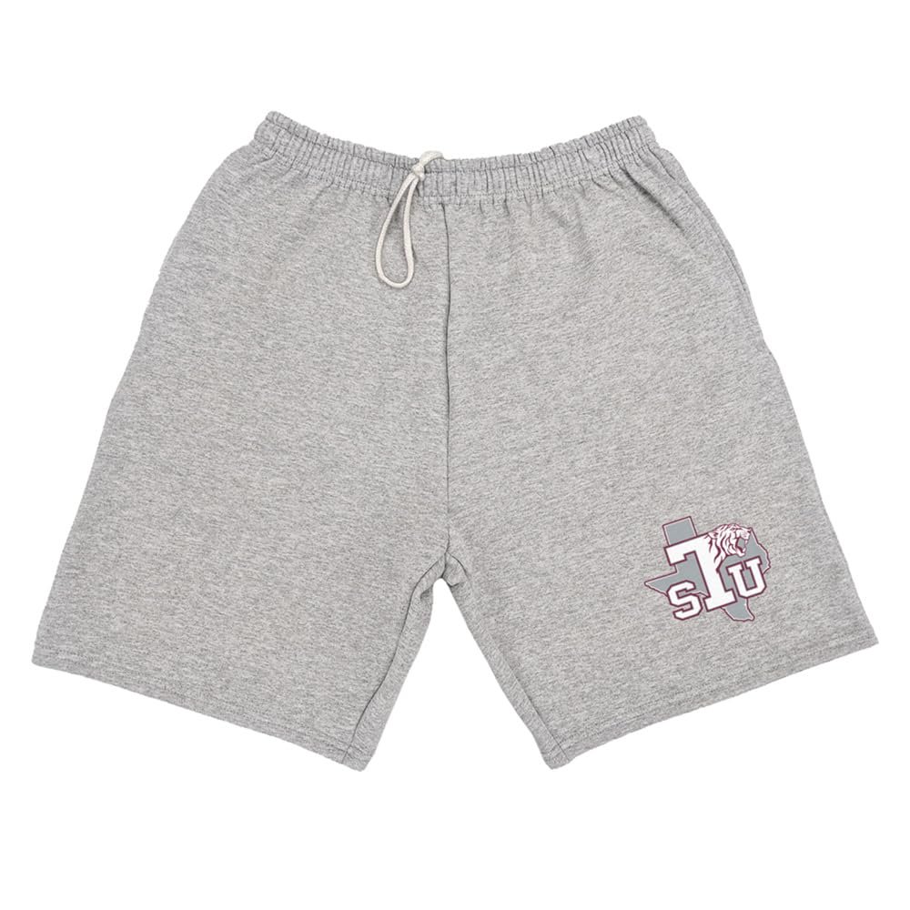 Campus Lab Texas Southern University Mens Sweat Shorts Primary Logo, Athletic Heather, Small