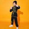 YEMYIQZ Kung Fu Uniform for Boys Girls Kids Traditional Chinese Embroidered Tai Chi Wing Chun Master Martial Arts Set Outfit (Black, L) view 3