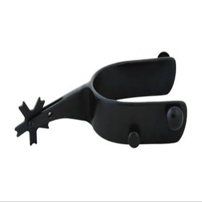Rowdy Rowels Youth Bull Riding Spurs - Black Steel, 2 1/4" with Rowels, 15-Degree Offset; Perfect for Young Riders