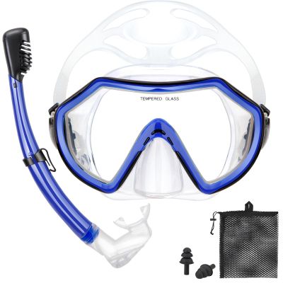 PIYAZI Snorkeling Gear for Adults, Dry Adult Snorkel Set HD Panoramic View Snorkel Mask Set, Anti-Leak and Anti-Fog Scuba Diving Package with Mesh Bag Ear Plug for Snorkeling Scuba Diving Travel