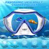 PIYAZI Snorkeling Gear for Adults, Dry Adult Snorkel Set HD Panoramic View Snorkel Mask Set, Anti-Leak and Anti-Fog Scuba Diving Package with Mesh Bag Ear Plug for Snorkeling Scuba Diving Travel view 2