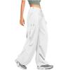 Womens Cargo Pants Parachute Wide Leg Elastic High Waisted Casual Y2k Teen Girls Jogger Pants Trousers Hiking Pants view 1