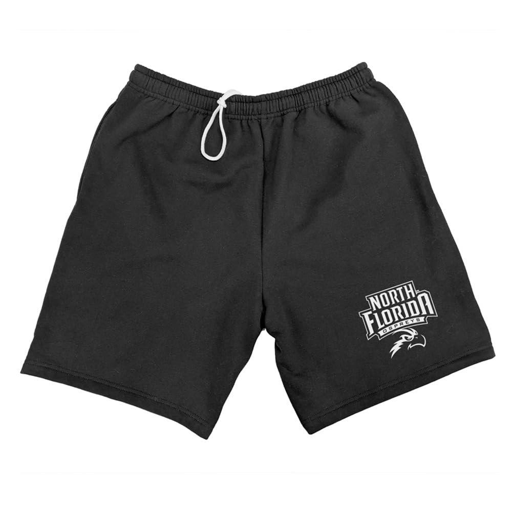 University of North Florida Mens Sweat Shorts Primary Logo, Black, Small