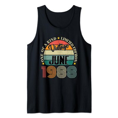 36 Year Old Vintage June 1988 36th Birthday Retro Tank Top