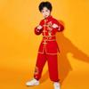 YEMYIQZ Kung Fu Uniform for Boys Girls Kids Traditional Chinese Embroidered Tai Chi Wing Chun Master Martial Arts Set Outfit (Red, XL) view 3