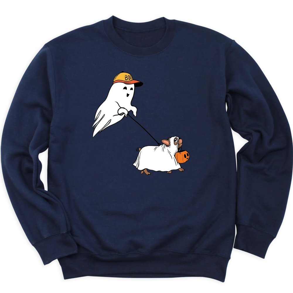 Ghost Dog Sweatshirt for Women, Funny Halloween Sweater, Cute Ghost Dog Outfit, Flying Ghost Long sleeves, Cute Unisex Halloween Top