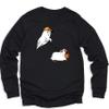 Ghost Dog Sweatshirt for Women, Funny Halloween Sweater, Cute Ghost Dog Outfit, Flying Ghost Long sleeves, Cute Unisex Halloween Top view 3