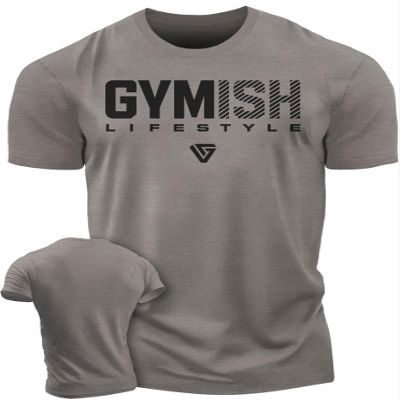 Gymish Workout Shirts for Men V2, Motivational Gym Lifting T-Shirt (XXL, Gymish V2 WarmGrey)