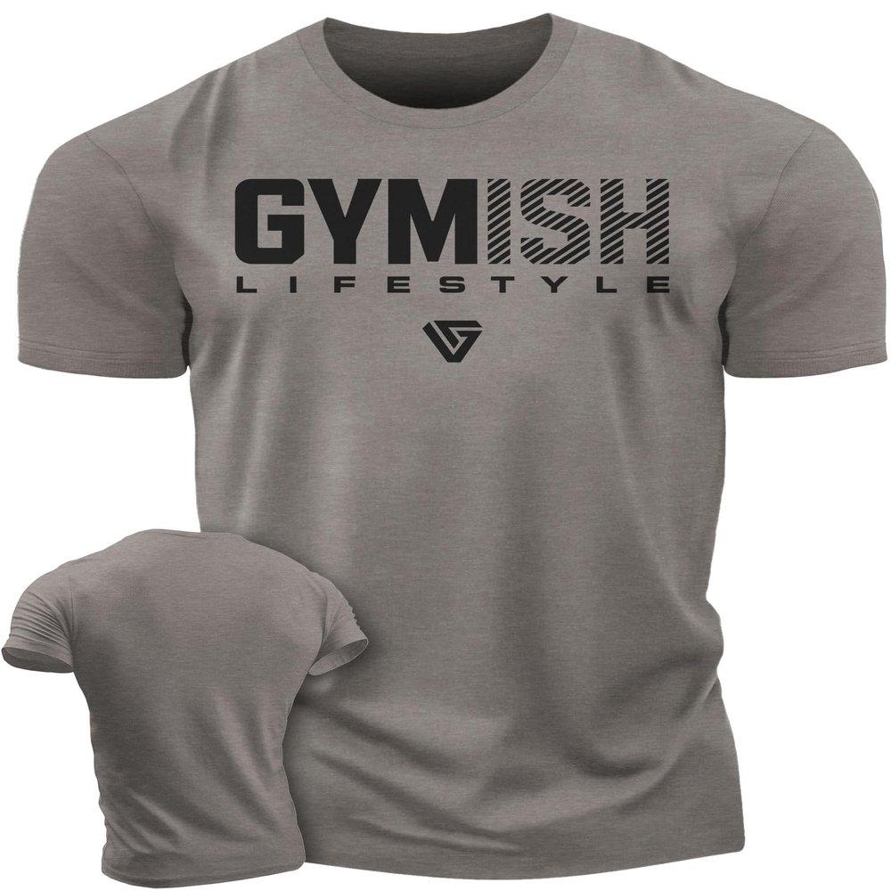 Gymish Workout Shirts for Men V2, Motivational Gym Lifting T-Shirt (XXL, Gymish V2 WarmGrey)