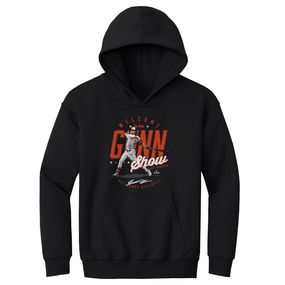 500 LEVEL Gunnar Henderson Youth Sweatshirt (Youth Hoodie, X-Large, Black) - Gunnar Henderson Baltimore The Gunn Show WHT