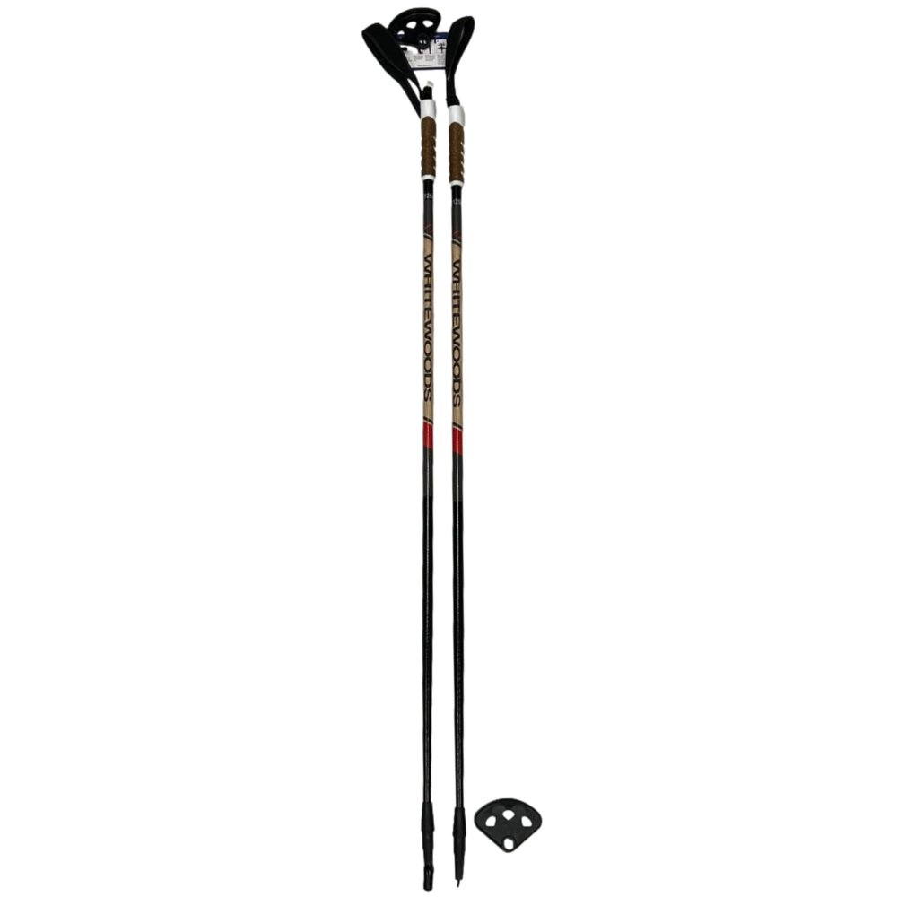 Whitewoods Unisex Adult Cross Trail-Glass/Touring Cross Country Nordic Ski Poles, 120cm - Black/Red