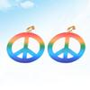 1 Pair peace sign clip earrings hippie dressing earrings rainbow peace sign pendant charm hippie prom jewelry Miss manual view 4