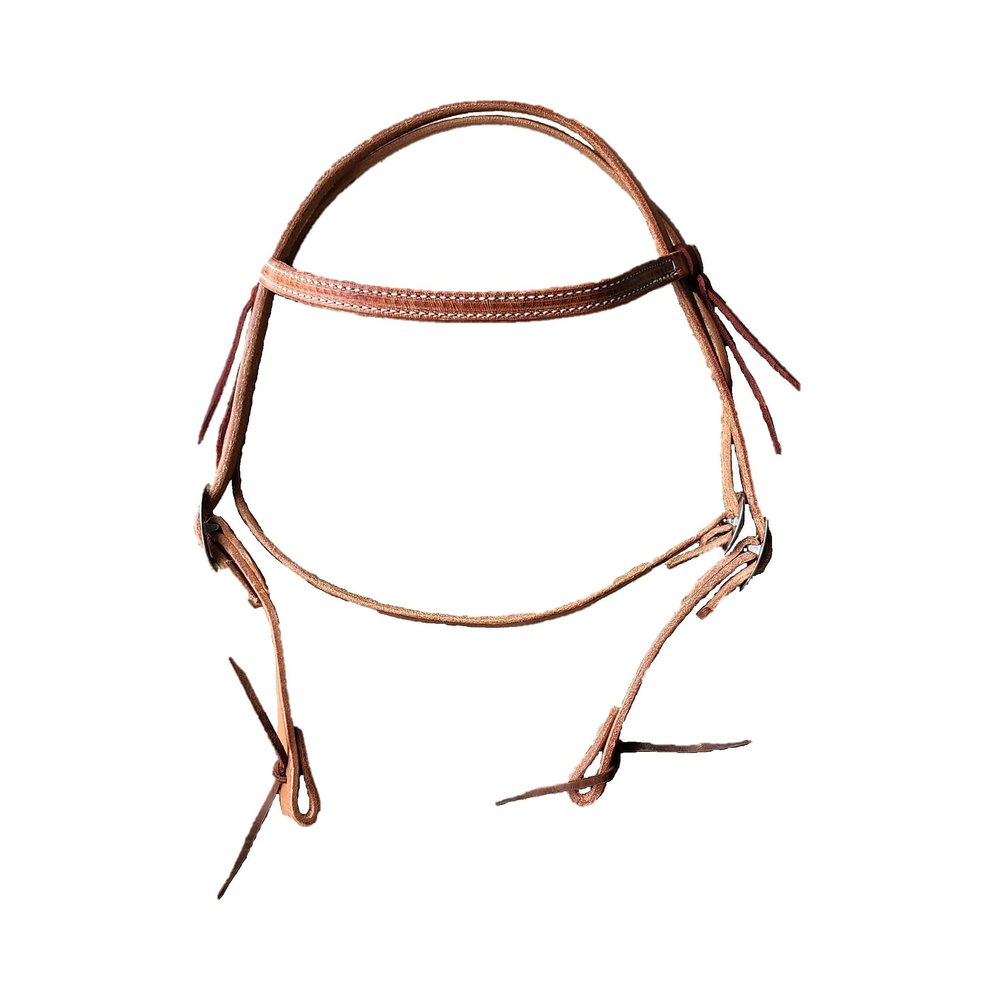 New Herman Oak Harness Leather Western Horse Browband Headstall with Latigo Tie