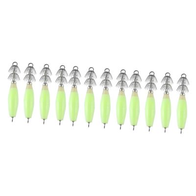BESPORTBLE 12pcs Fishing Lures Stainless Steel Hooks for and Octopus Green Night Glow Bait for and Freshwater Fishing