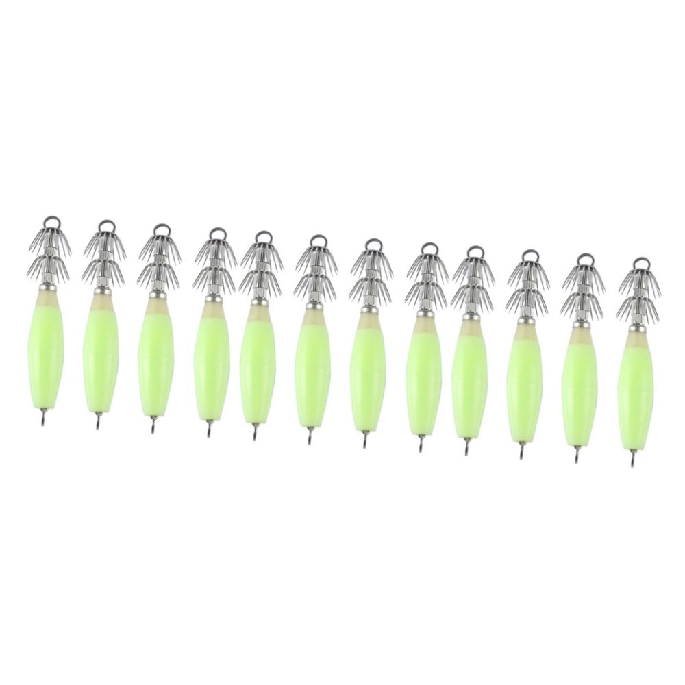 BESPORTBLE 12pcs Fishing Lures Stainless Steel Hooks for and Octopus Green Night Glow Bait for and Freshwater Fishing