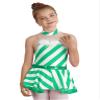 QinCiao Christmas Candy Cane Costume for Kids Girls Striped Mesh Splice Figure Ice Skating Dress Dance Wear Green 4 Years view 1