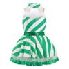 QinCiao Christmas Candy Cane Costume for Kids Girls Striped Mesh Splice Figure Ice Skating Dress Dance Wear Green 4 Years view 3