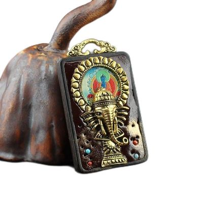 HXSCOO Fashion Vintage Nepal Thangka Buddha Statue God Ebony Elephant Pendant Necklace Exotic For Pendant Chain (Color : Pendant accessories-01)