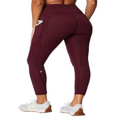 Fabletics Women's Oasis PureLuxe High-Waisted 7/8 Legging, Light Compression, Buttery Soft, XXL-1X, Merlot
