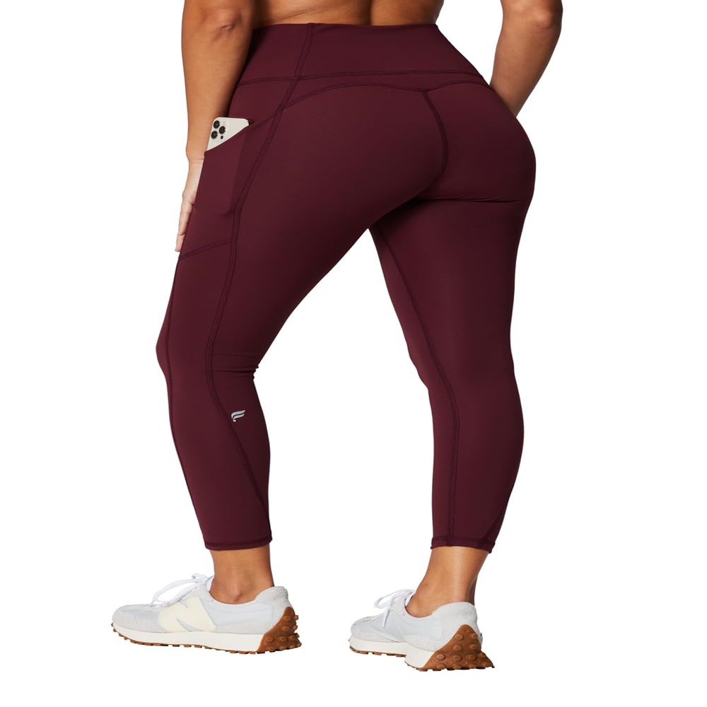 Fabletics Women's Oasis PureLuxe High-Waisted 7/8 Legging, Light Compression, Buttery Soft, XXL-1X, Merlot