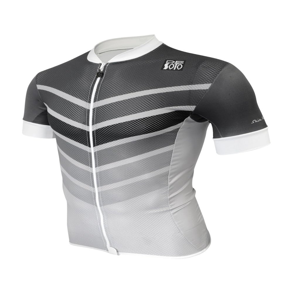 De Soto Skin Cooler Full Zip Short Sleeve Tri Top FVSC (Grey Chevron, Small)