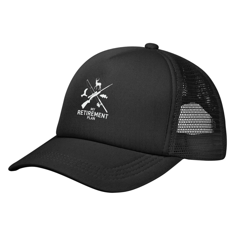 wikjxiz Hunting Retirement Plan Men/Women Adjustable Mesh Hat Trucker Hats Fishing Baseball Cap Outdoor Sports Caps Black