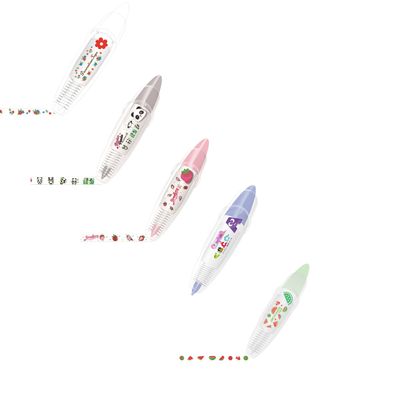 QQLADY Joyfullift Decorative Pens, Joyful Lift DIY Cute Animals Press Type Decorative Pen,Cartoon Floral Sticker Tape Pen (5PCS-c,S)