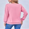 FMEYOA Womens Pink Sweatshirt without Hood Long Sleeve V-Neck Pullover Casual Fall Spring Lightweight Shirts Tops view 4
