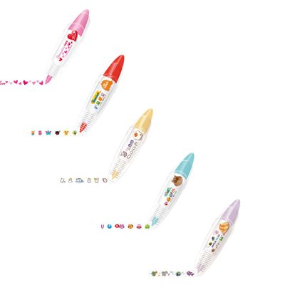 QQLADY Joyfullift Decorative Pens, Joyful Lift DIY Cute Animals Press Type Decorative Pen,Cartoon Floral Sticker Tape Pen (5PCS,S)
