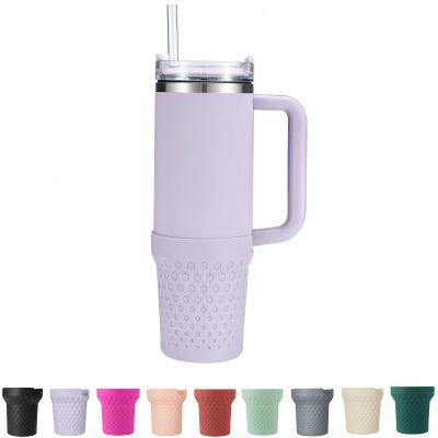 Uvafly Silicone Boot for Stanley Cup Bottom Protector Sleeve Accessories for 40oz Tumbler (Purple)