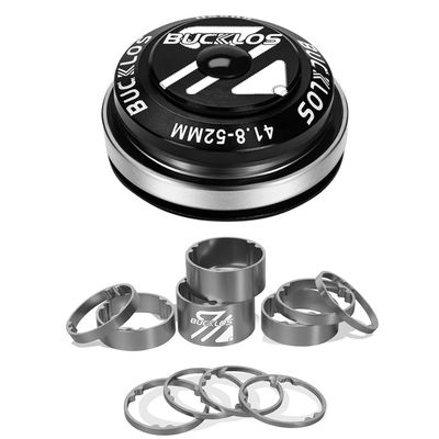 BUCKLOS 1-1/8 Bike Headset Threadless 41.8-52mm Black & 11PCS Aluminium Alloy Spacers
