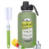 40oz Glass Water Bottle with Handle Lid Time Marker Motivational Sport Water Jug with Silicone Sleeve Water Flask Canteen Wide Mouth Water Bottle for Gym Workout Travel Office Home Everyday Hydration view 1