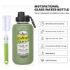 40oz Glass Water Bottle with Handle Lid Time Marker Motivational Sport Water Jug with Silicone Sleeve Water Flask Canteen Wide Mouth Water Bottle for Gym Workout Travel Office Home Everyday Hydration view 2