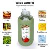 40oz Glass Water Bottle with Handle Lid Time Marker Motivational Sport Water Jug with Silicone Sleeve Water Flask Canteen Wide Mouth Water Bottle for Gym Workout Travel Office Home Everyday Hydration view 4