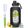 40oz Glass Water Bottle with Handle Lid Time Marker Motivational Sport Water Jug with Silicone Sleeve Water Flask Canteen Wide Mouth Water Bottle for Gym Workout Travel Office Home Everyday Hydration view 1
