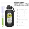 40oz Glass Water Bottle with Handle Lid Time Marker Motivational Sport Water Jug with Silicone Sleeve Water Flask Canteen Wide Mouth Water Bottle for Gym Workout Travel Office Home Everyday Hydration view 2