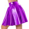 JanJean Women Shiny Metallic Pleated Skirt Skater Miniksirt Ballet Dance Costume Halloween Party Club Purple X-Large view 4