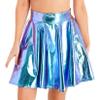 JanJean Women Shiny Metallic Pleated Skirt Skater Miniksirt Ballet Dance Costume Halloween Party Club Shiny Large view 1