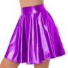 JanJean Women Shiny Metallic Pleated Skirt Skater Miniksirt Ballet Dance Costume Halloween Party Club Purple Small view 3