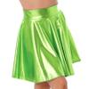 TSSOE Women Shiny Metallic Pleated Skirt Skater Miniksirt Dance Skirt Halloween Rave Party Clubwear Green Medium view 3