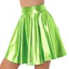 TSSOE Women Shiny Metallic Pleated Skirt Skater Miniksirt Dance Skirt Halloween Rave Party Clubwear Green Medium view 4