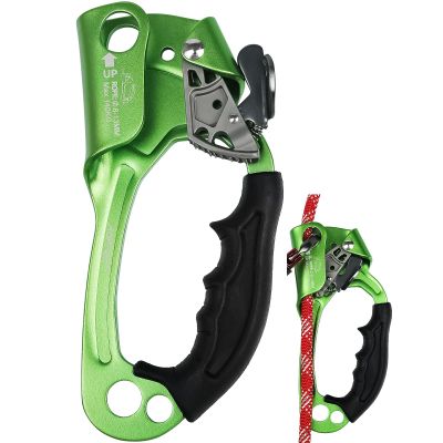 AOKWIT UIAA & CE Certified Rope Ascender Aluminum Alloy Rock Climbing Gear Strong Rigging Rappelling Equipment for Rock Tree Climbing Arborist Rescue Mountaineering Caving (Right Hand Green 1)