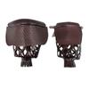 American Heritage Pool Table Pockets Joy's Billiard Leather Table Pockets with Mosaic Shield Mahogany Pool Ball Pockets with Guard, Set of 6