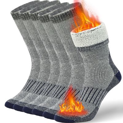 Buttons & Pleats Premium Merino Wool Hiking Socks Outdoor Trail Crew Socks Charcoal XSS