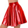 JanJean Women Shiny Metallic Pleated Skirt Skater Miniksirt Ballet Dance Costume Halloween Party Club Red Small view 3