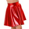 JanJean Women Shiny Metallic Pleated Skirt Skater Miniksirt Ballet Dance Costume Halloween Party Club Red Small view 4