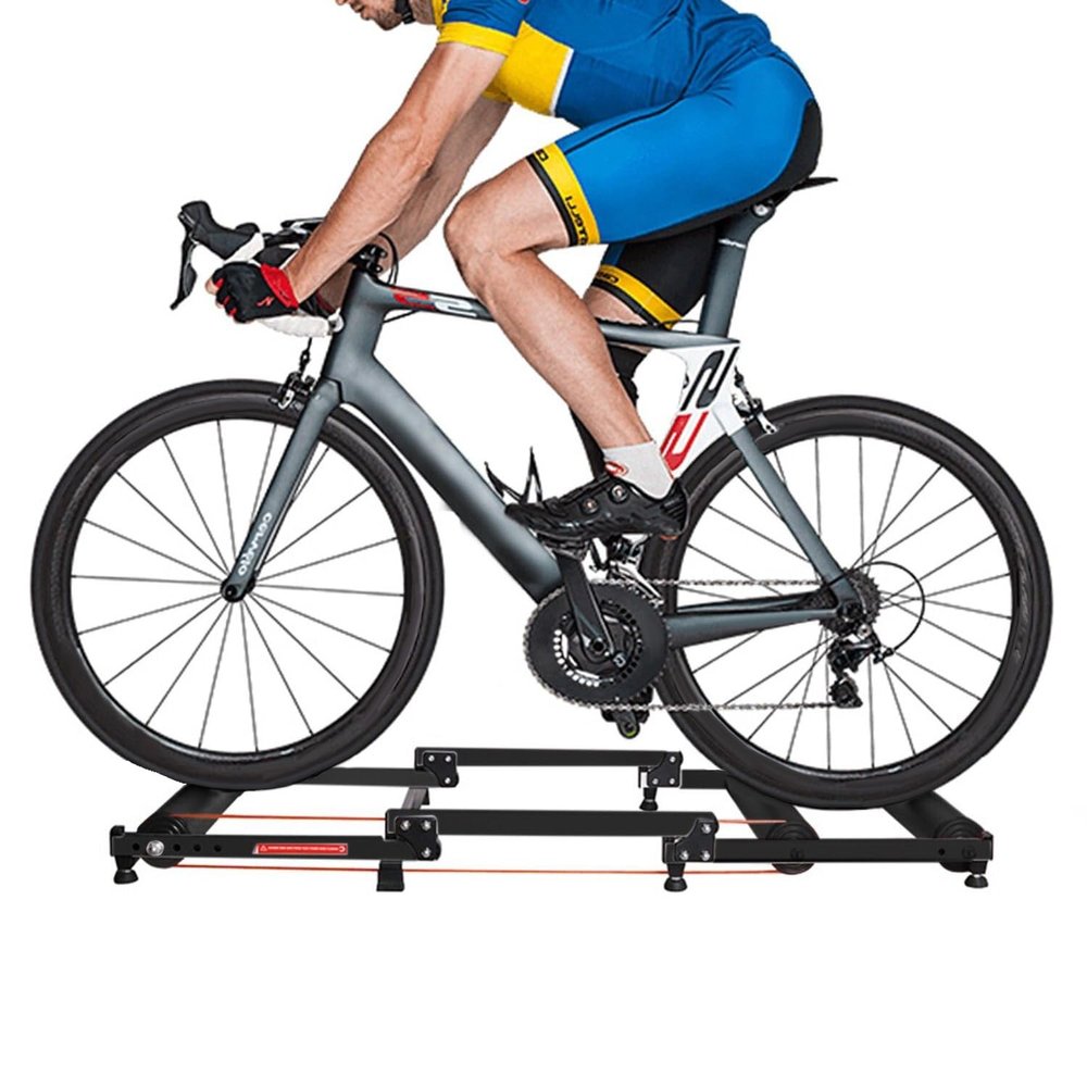 DIYTuning Bike Rollers 700c Road Folding Bike 16-29" Size Adjustable Trainer Stand Foldable Indoor Home Cycling Rack Mountain Bicycle Roller with Resistance for MTB Road Bike Exercise Fitness Black
