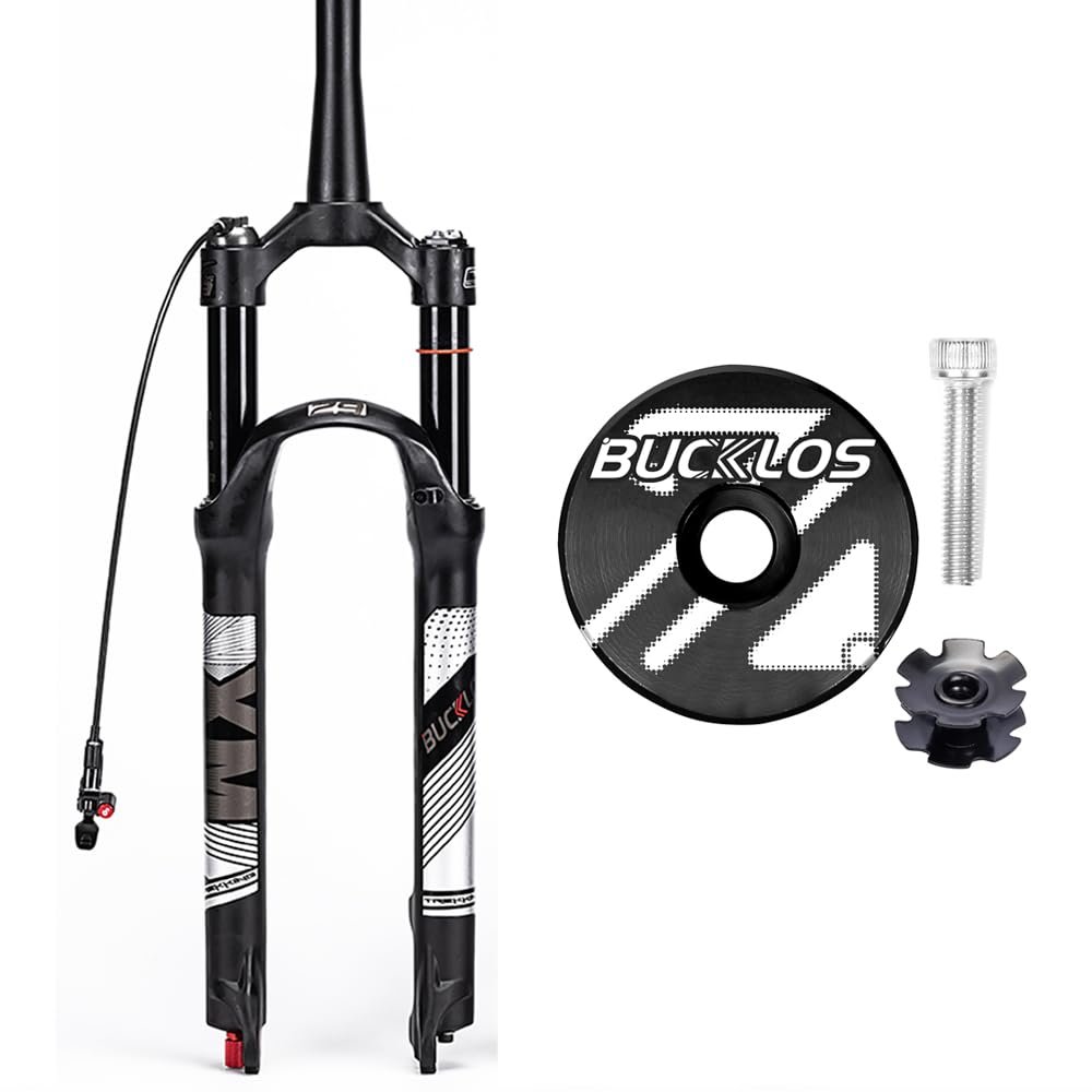 BUCKLOS 27.5inch MTB QR Tapered Remote Air Damping Suspesion Fork & Top Cap Star nut