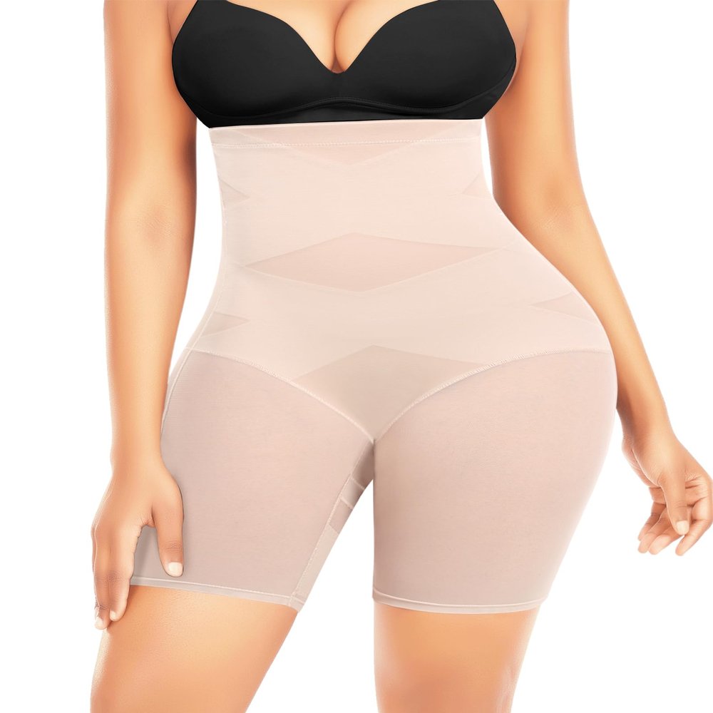 Ganado Shapewear Tummy Control Shorts for Women Cross Design High Waisted Underwear Body Shaper Stomach Shapewear